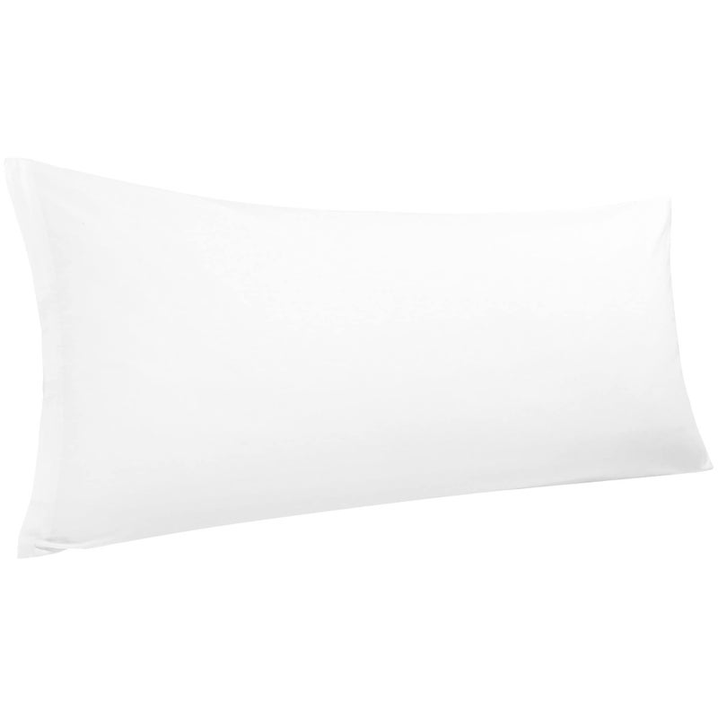 PiccoCasa 100% Egyptian Cotton Body Pillow Cover | Soft 300 Thread Count Pillowcase | Breathable Pillow Case with Zippered Closure | No Wrinkle | No-Fade | White | 20"x48" - Image 1